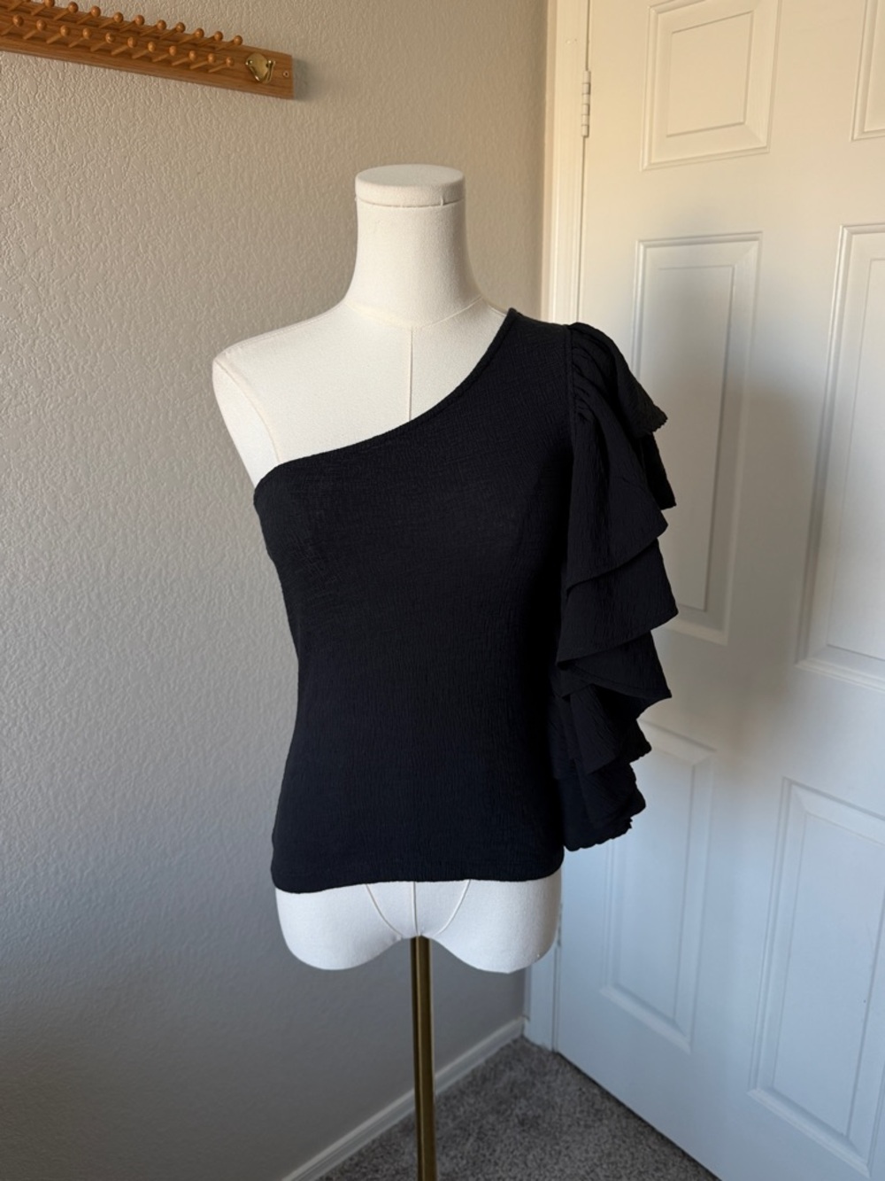 Anthropologie Textured Black Knit Top